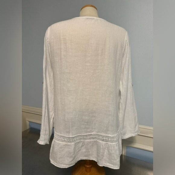 Terzo Millennio - linen and crochet long sleeve tunic - Picture 3 of 10